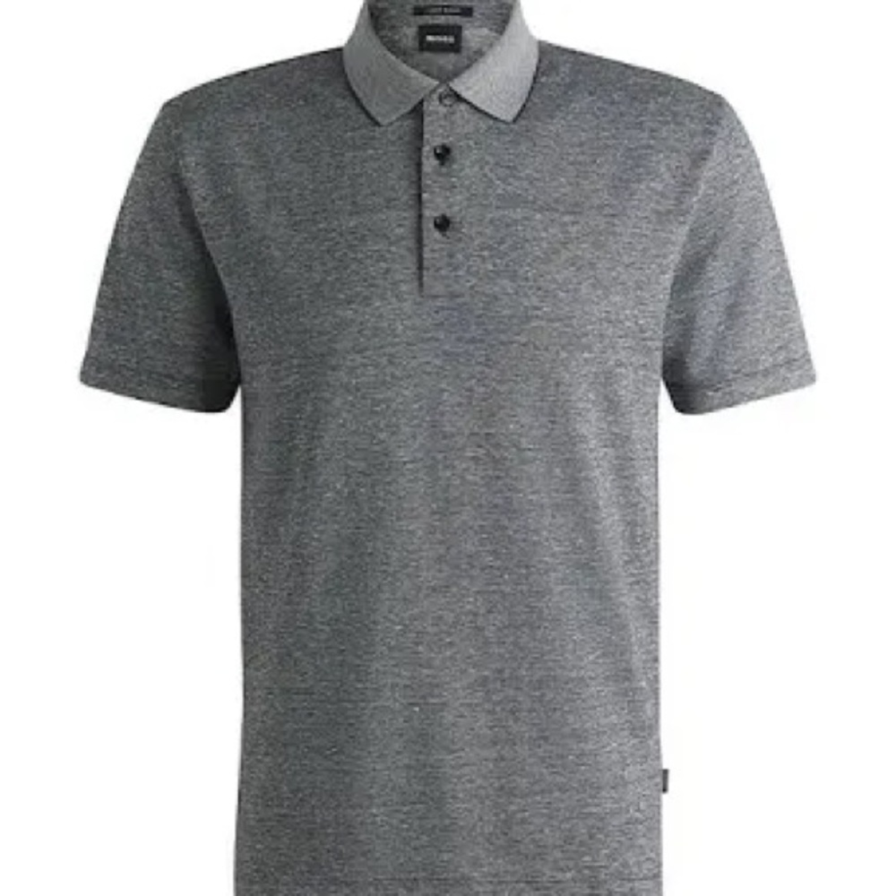 Boss Men's Knit Polo Shirt In Cotton and Linen - Dark Blue